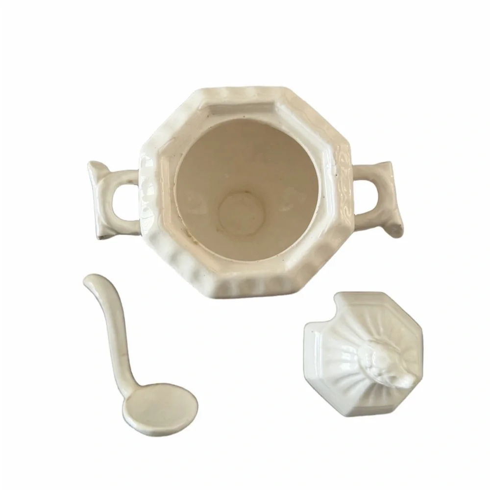 Vintage White Ceramic Mini Tureen w/ Lid | Pedestal Footed  | Cottagecore Decor